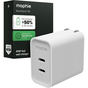 image:imageMophie Speedport70 GAN USBC Charger Block  70W Fast Wall Charger 2 USBC PD Ports Compact Foldable Prongs Made with Recycled Materials for Smartphones Tablets Headphones45W